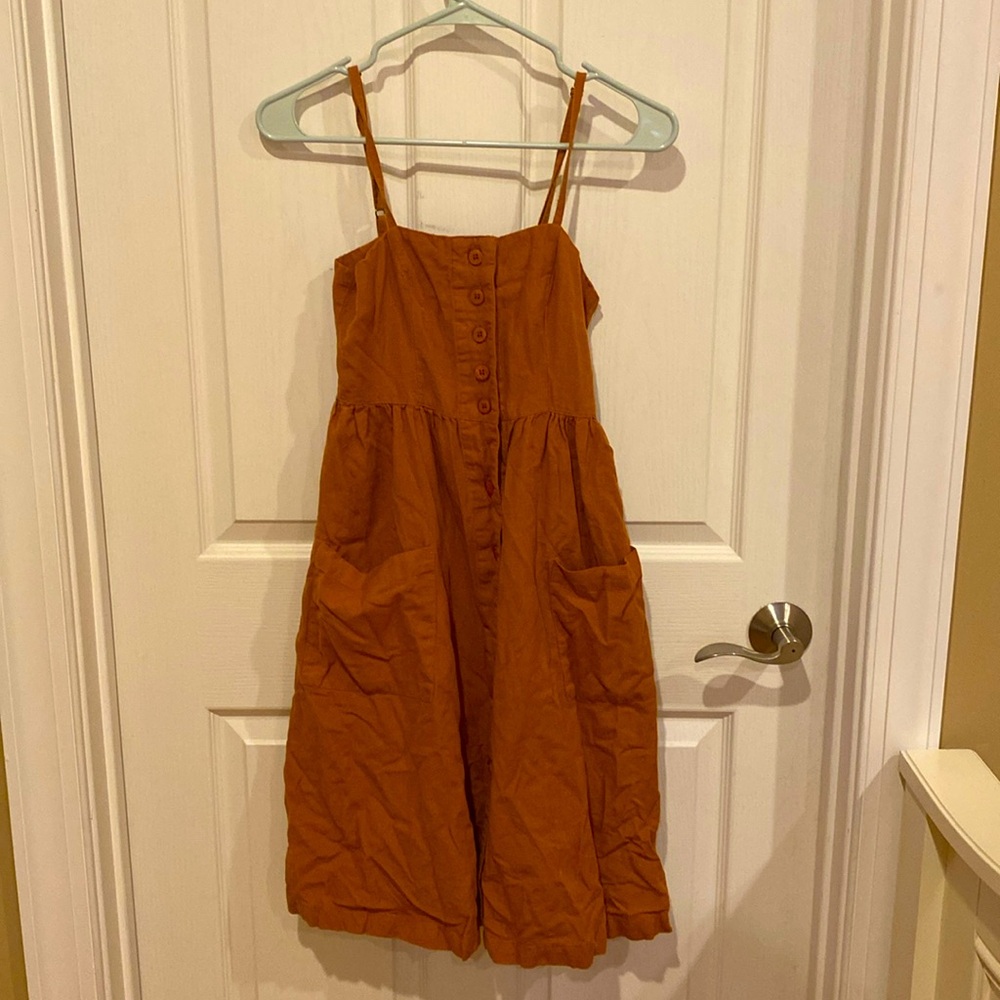 Small, burnt orange, button up dress by Attic Salt. Great condition.